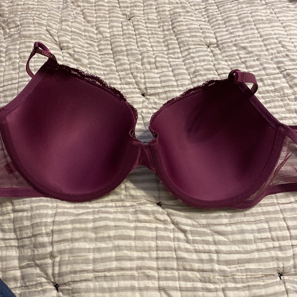 Maroon lace lined Demi Victoria Secret bra - Picture 3 of 5